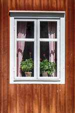 Fenster vom Kindheitshaus Astrid Lindgrens in Vimmerby.
