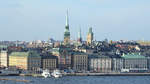 Blick auf auf der Insel Stadsholmen mit der Altstadt von Stockholm Gamla Stan.