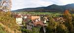 Aussicht ber die Stadt Vallorbe, vom Bahnhof aus gesehen - 25.10.2013