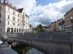 Ljubljana, Tromostovje Brcken am Preseren Platz, erbaut 1929 von Joe Plečnik  (04.05.2017)