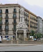 Blick auf die Fuente del Genio Cataln, eine Skulptur in Barcelona (E).