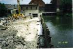 Laucha an der Unstrut Laucha - Rekonstruktion Wehr 20.06.1998 - Arbeiten an der Wehrkrone
