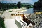 Laucha an der Unstrut Laucha - Rekonstruktion Wehr 20.06.1998 - die neue Fischtreppe
