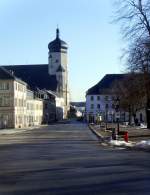 Mittlerer Erzgebirgskreis Blick vom Markt zur St.-Marien-Kirche im Januar 2008.