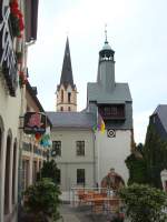 Deutschland Burgst�dt in Sachsen,
Blick vom Markt zum Stadttor und Kirchturm,
Okt.2009