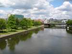 Saarbrucken Saarbr�cken,
Blick auf die Saar mit hist.Kran