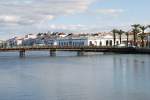 tavira-concelho Tavira, 11.02.2010, Blick auf den Rio Gil�o und die �ber den Fluss f�hrende Behelfsbr�cke
