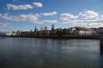 tavira-concelho Tavira, 11.02.2010, Blick �ber den Rio Gil�o von der fr�heren Markthalle �ber die Rua do Cais zur Pra�a da Republica
