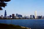 Chicago Skyline von Chicago, aufgenommen am 8. Juni 1987.