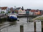 Husum Blick von der Fussg�ngerbr�cke �ber den Hafen bei Niedrigwasser in Richtung Zingel; 23.05.2010
