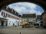 deutschland M�llheim im Markgr�flerland,
der Marktplatz, von hier wurde 1848 die badische Revolution ausgerufen,
Juni 2010