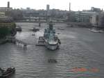 london Blick von der Towern Bridge und auf die HMS Belfast in London