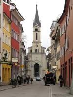 Konstanz: Blick durch die Paradiesstrasse auf die Lutherkirche (22.01.2011)  ...
