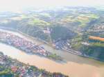 Passau M�ndung von Inn-Donau-Ilz aus der 'Vogelperspektive' 070616