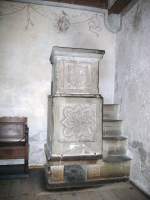 Chateau de Chillon Schon im Mittelalter wusste man die W�rme zu sch�tzen. Eckkamin aus dem 13.Jahrhundert.
(Juni 2008)