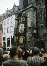 Prag, Astronomische Uhr am Altstdter Rathaus (Dia, aufgenommen im Juli 1984)