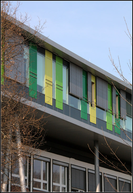 . Aufstockung der Maybachschule in Stuttgart-Bad Cannstatt: Gelb und Grn sind die vorherrschenden Farben der Schulerweiterung. 23.03.2011 (Matthias)