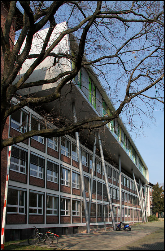 . Aufstockung der Maybachschule in Stuttgart-Bad Cannstatt: Schrggestellte Sttzen tragen das neue Geschoss. 23.03.2011 (Matthias)