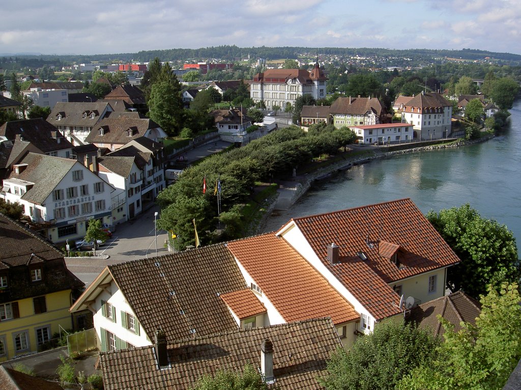 Aarburg, Ausblick auf die Altstadt und Aare von der Festung (22.07.2012)