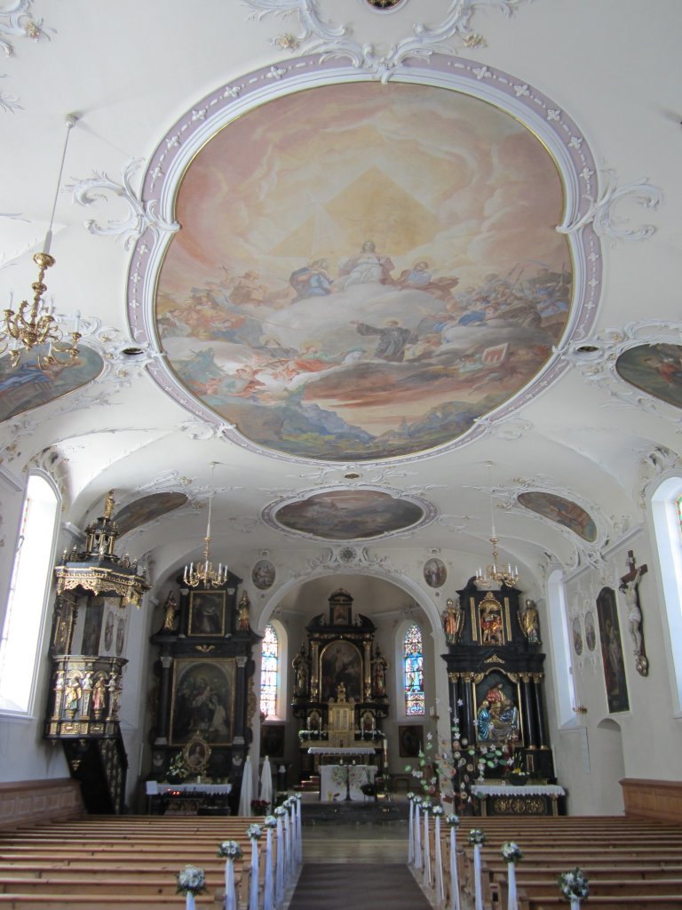 Au im Bregenzerwald, Altre und Deckengemlde der St. Leonhard Kirche (14.04.2013)