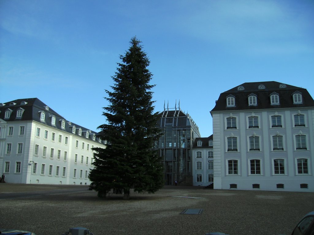 Auf diesem Foto ist das Saarbrcker-Stengel Schlo zu sehen. Die Aufnahme habe ich kurz vor Weihnachten 2009 angefertigt, was an dem Weihnachtsbaum zu erkennen ist.