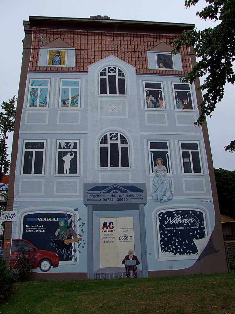  Aufgemalte Fassade  an einem Hauses im Bereich der Poststrae in Cuxhaven;090831