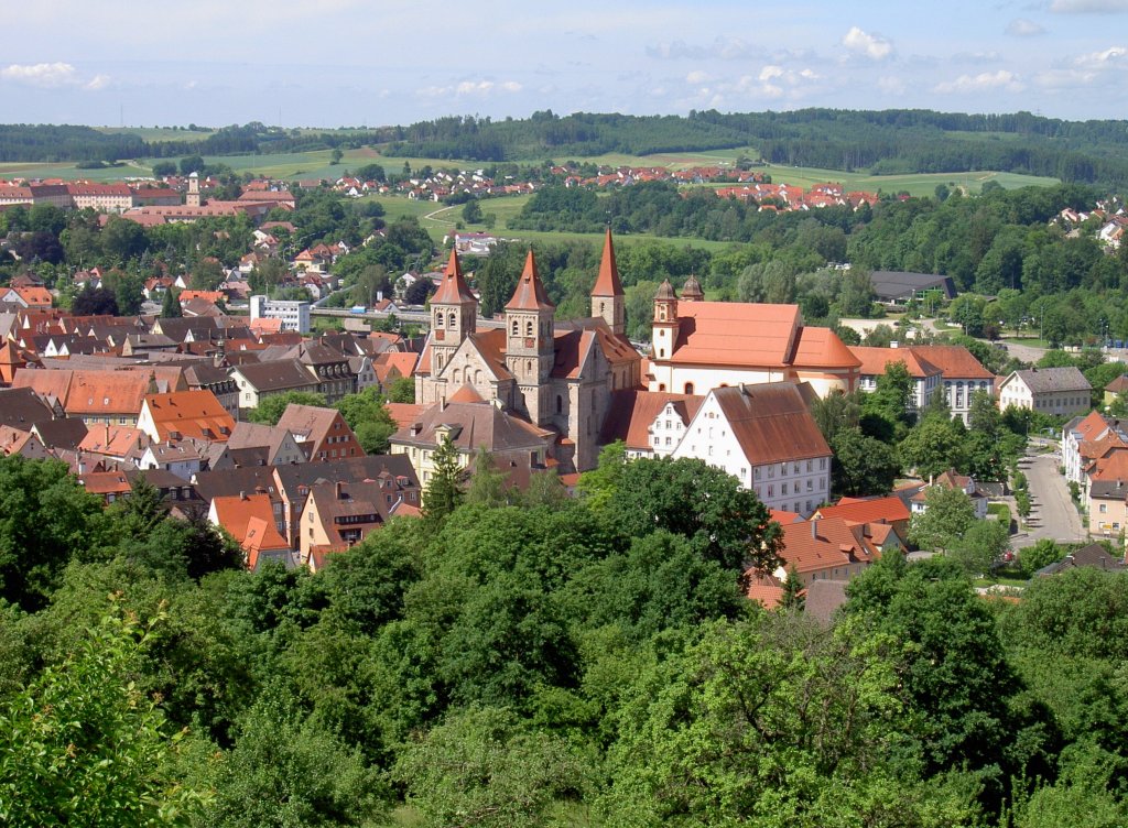 Ausblick auf Ellwangen mit der Stiftskirche St. Vitus (01.06.2008)