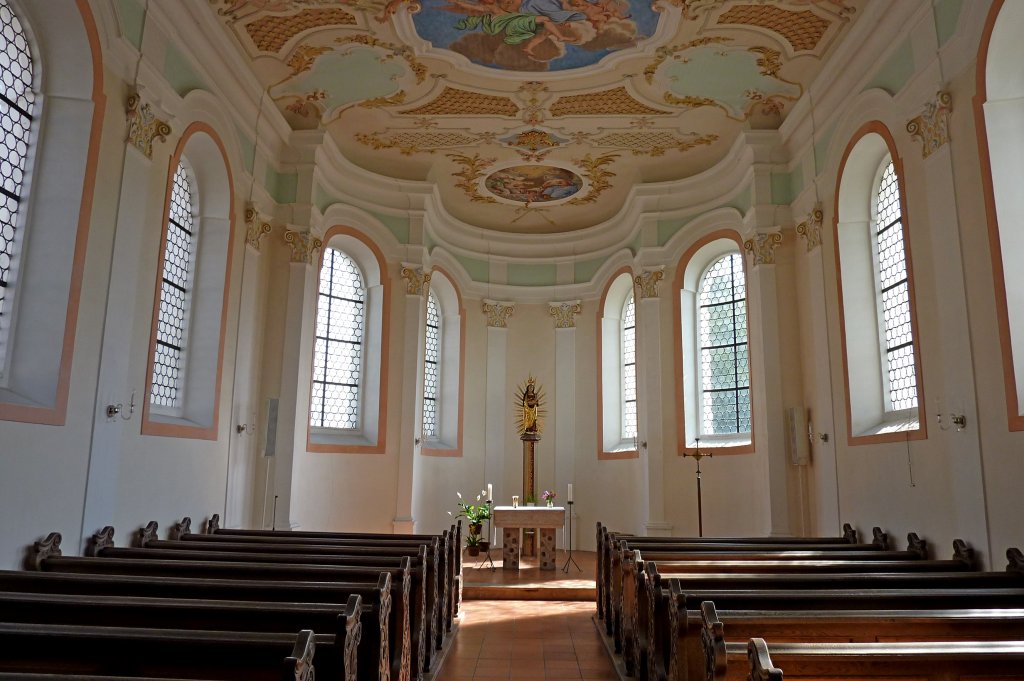 Bad Buchau, der Innenraum der Wuhrkapelle, Aug.2012