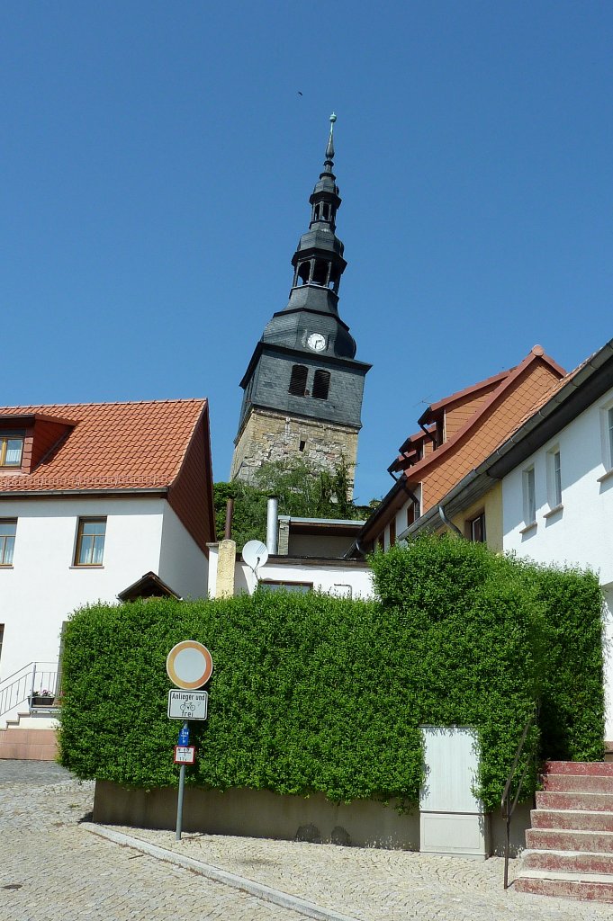 Bad Frankenhausen, der schiefe Turm der Oberkirche, Mai 2012