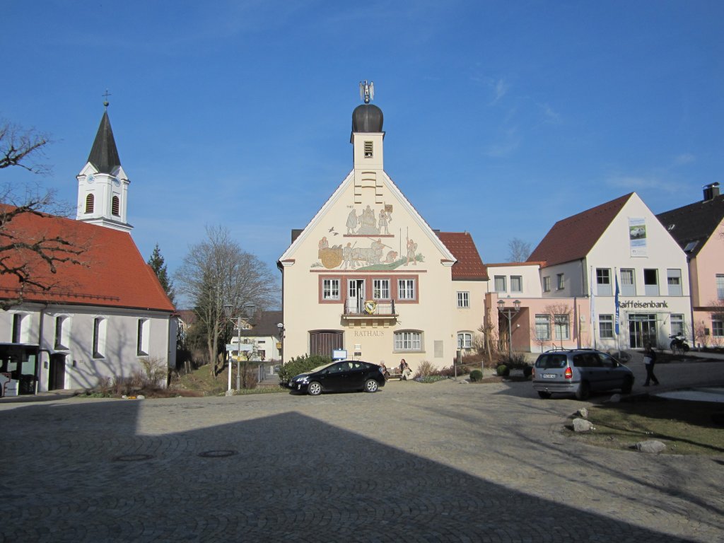 Bad Grnenbach, Marktplatz und Spitalkirche Hl. Geist (24.03.2011)