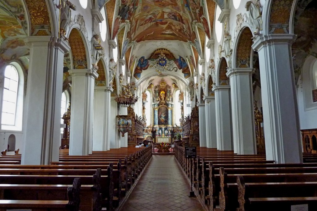 Bad Schussenried, Blick in die ehemalige Klosterkirche, im 18.Jahrhundert barockisiert, Aug.2012