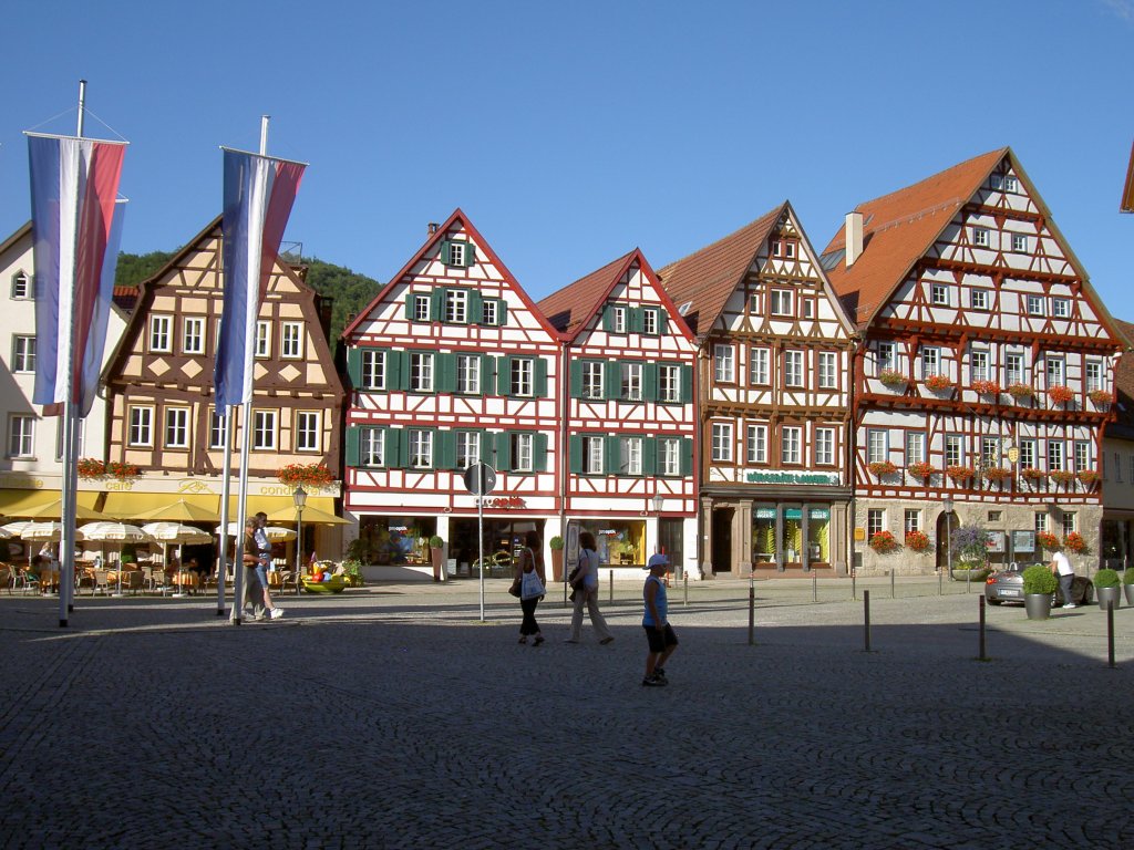 Bad Urach, Fachwerkhuser am Marktplatz (03.08.2008)