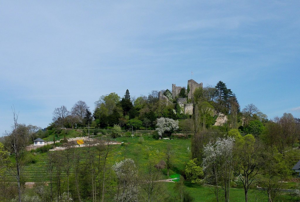 Badenweiler, die Burgruine begehbar mit Aussichtsturm(Bergfried), die Burg geht zurck auf die Zeit um 1080, April 2011 