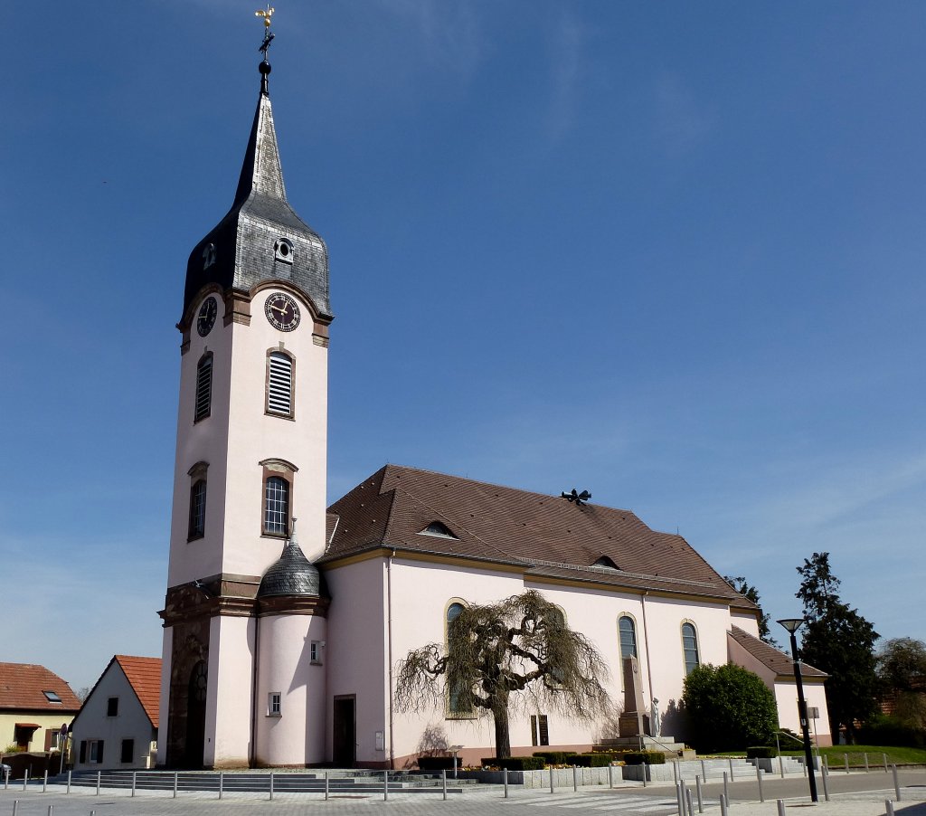 Bantzenheim, die Pfarrkirche St.Michael von 1780, April 2013