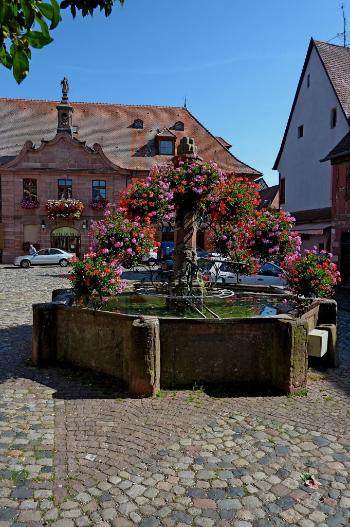 Bergheim, der historische Sandsteinbrunnen auf dem Marktplatz, Sept.2011