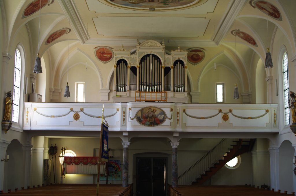 Berkheim, Kirche St. Konrad, Orgelempore, Landkreis Biberach (09.07.2011)