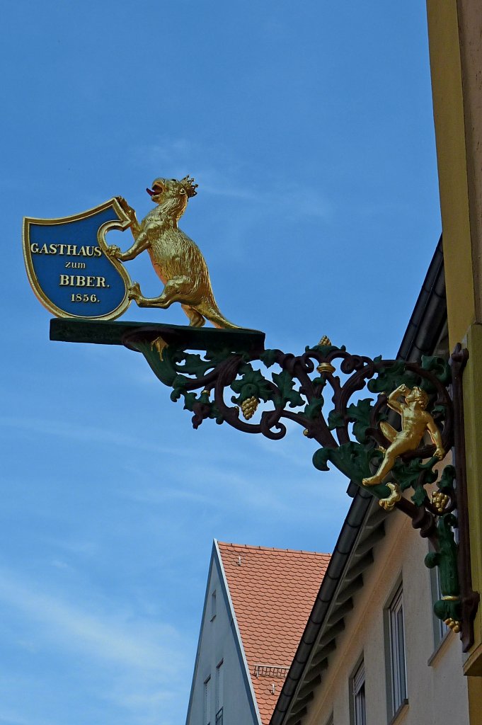 Biberach an der Ri, Gasthaus zum Biber seit 1856, Aug.2012