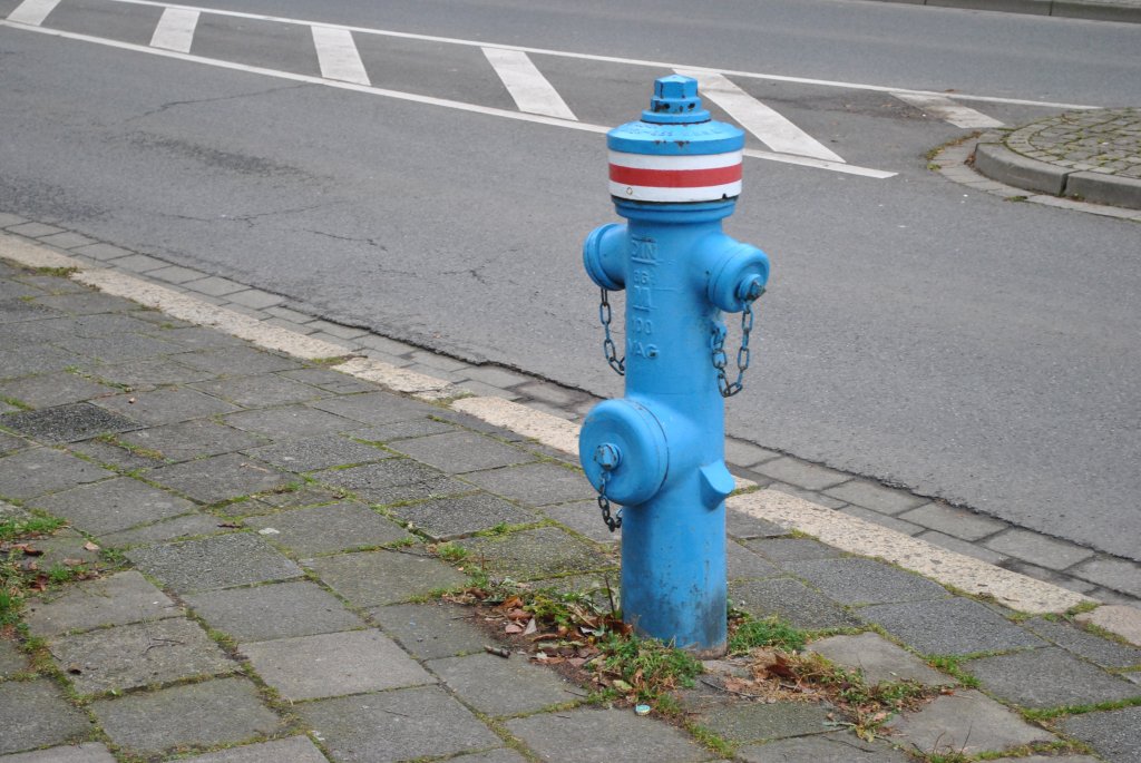 Blauer Strassenhydrant in Goslar, am 14.11.10.