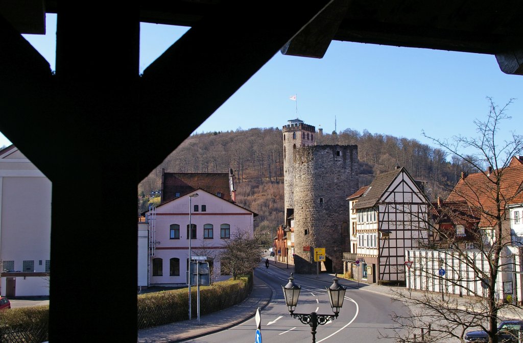 Blick zum Wehrturm und zum Hagelturm in Hann.-Mnden, 25.03.2012.