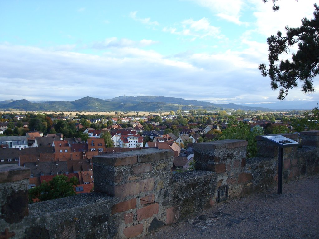 Breisach am Rhein,
Blick vom Eckartsberg ber die Stadt zum Kaiserstuhl,
Okt.2008