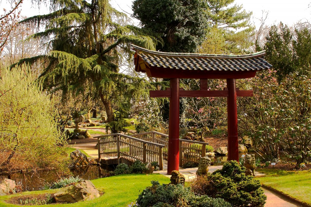 Brcke im  Japanischen Garten  im Leverkusener Carl-Duisberg-Park. (Aufnahme vom 24.03.2012)