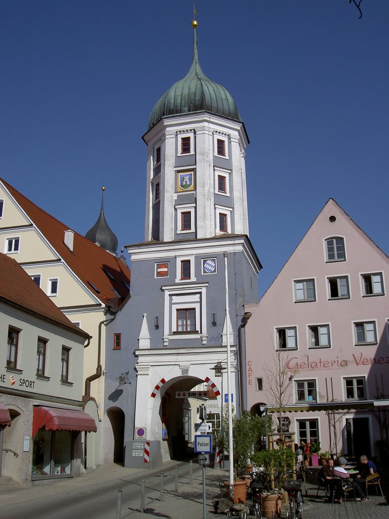 Burgau, Blockhausturm, erbaut 1614, einzig noch erhaltenes Stadttor, 
Kreis Gnzburg (26.03.2012)