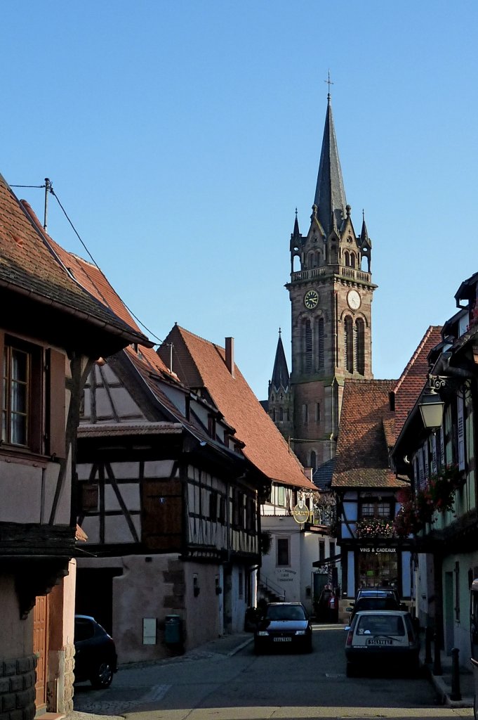 Dambach, mittelalterlicher Weinort an der Elser Weistrae, Blick zur Stephanskirche, Okt.2012