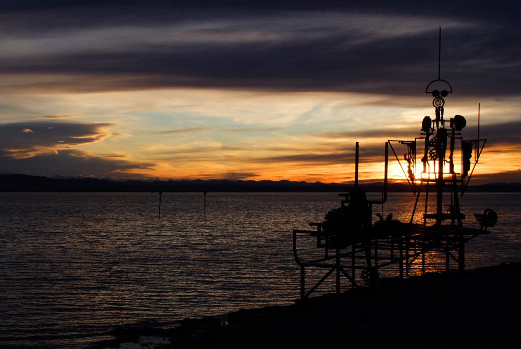 Das Klangschiff im Sonnenuntergang, Friedrichshafen, 03.01.12