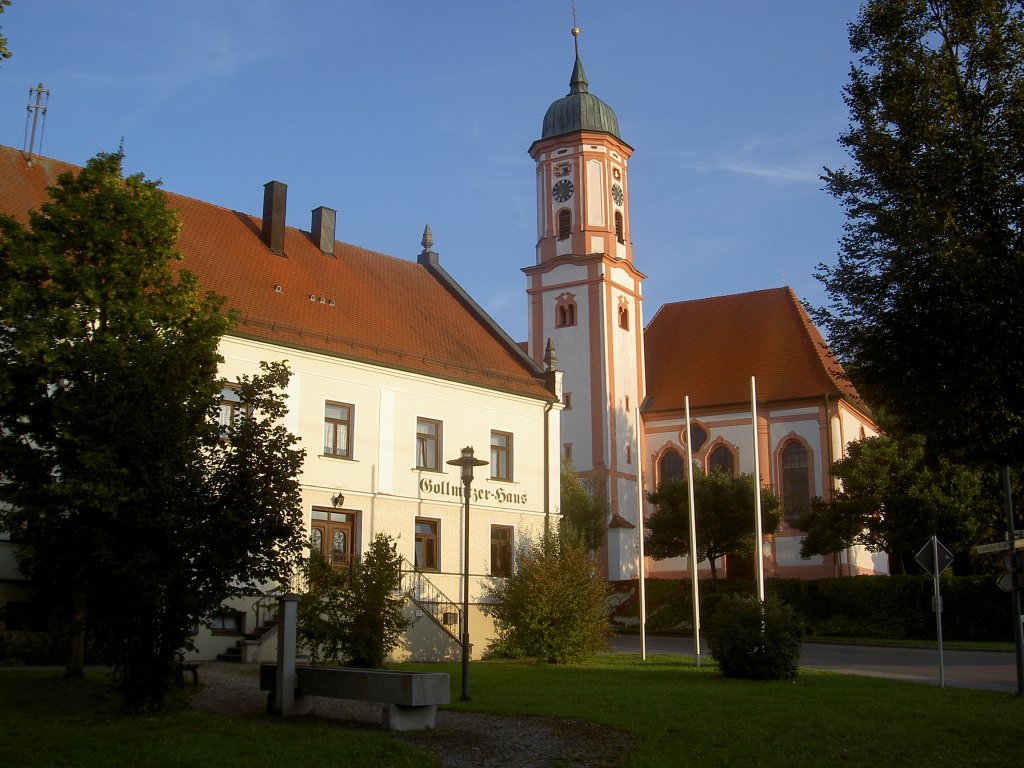 Deisenhausen, barocke St. Stephan Kirche, erbaut von 1766 bis 1767 von Joseph 
Dossenberger, Kreis Gnzburg (15.09.2011)