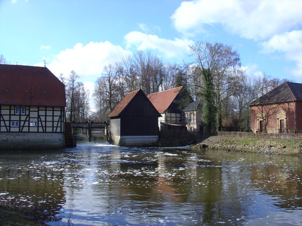 Die Schlomhle im Rheda_Wiedenbrck mit Speicher und Orangerie. Aufgenommen am 04.03.2010, dem ersten schnen Frhlingstag des Jahres.