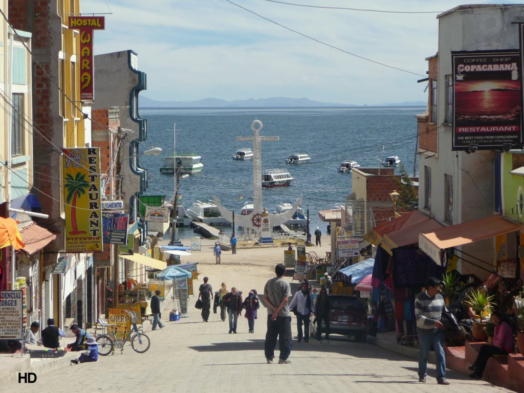 Die Stadt Copacabana am Titicaca-See. Aufgenommen am 31.Mai 2011.