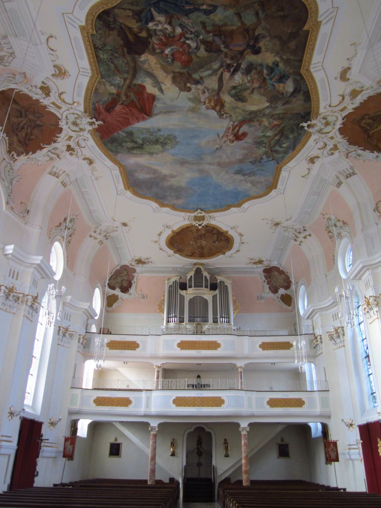 Dischingen, St. Johannes Kirche, Sptbarock, Fresken von Gabriel P. Lucello, Orgel 
von 1782 vom Orgelmacher Joseph Hoe, Kreis Heidenheim (21.02.2012)