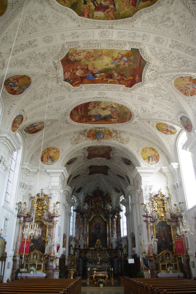 Edelstetten, Stiftskirche St. Johannes, Stuck von Simpert Kraemer, Fresken von 
Arbogast Thalheimer mit 39 Bilder, Kreis Gnzburg (15.09.2011)