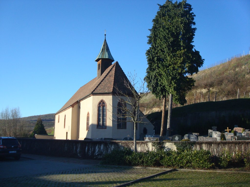 Ehemalige Pfarrkirche St.Vitus zu Wasenweiler/Kaiserstuhl,
sptgotische Saalkirche aus dem 13.+14.Jahrhundert,
mit Freskenzyklen aus dem 15.+16.Jahrhundert,
Dez.2009
